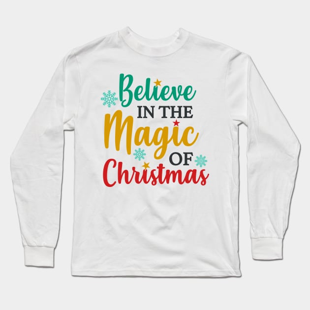 Believe in the magic of Christmas Long Sleeve T-Shirt by Peach Lily Rainbow